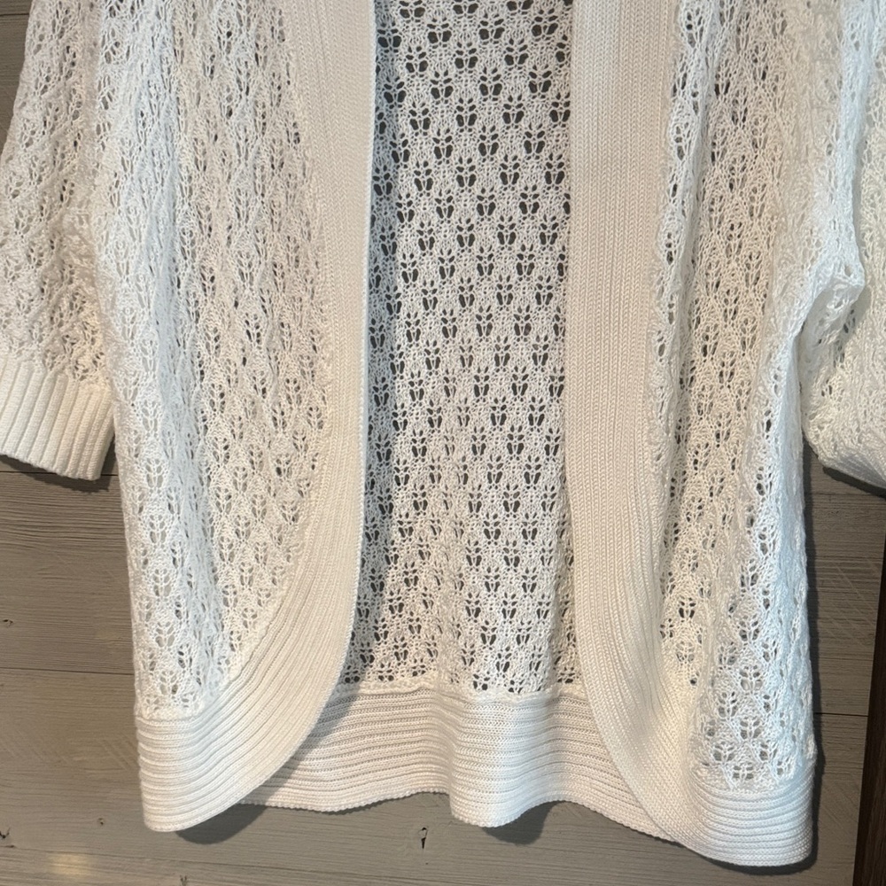 Liz Claiborne Cream Open-Knit Cardigan - Picture 4 of 9